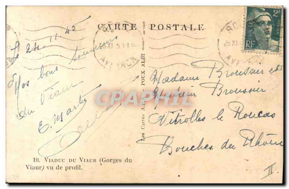 CPA Pont Viaduc du Viaur Gorges du Viaur vu de profil — Rückseite