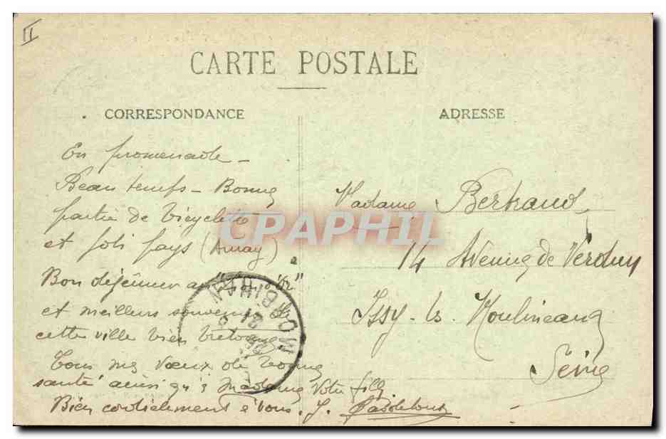 CPA Pont Environs d'Auray Le pont de Bono — Rückseite