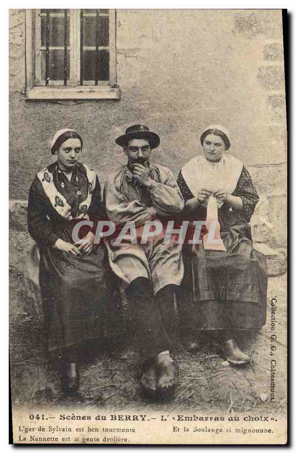 CPA Folklore Scenes du Berry L'embarras du choix