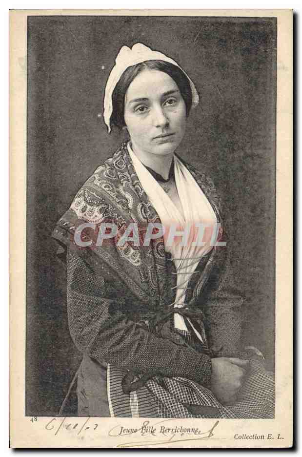 CPA Folklore Jeune fille Berrichonne