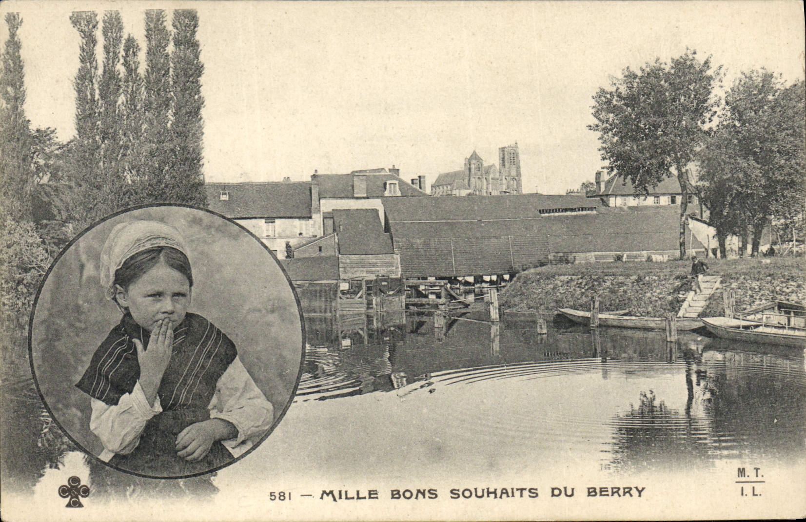CPA Folklore Mille bons souhaits du Berry Enfant