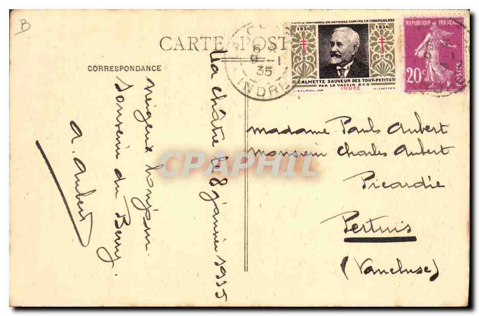 CPA Folklore Au pays du Berry La grand mere — Verso