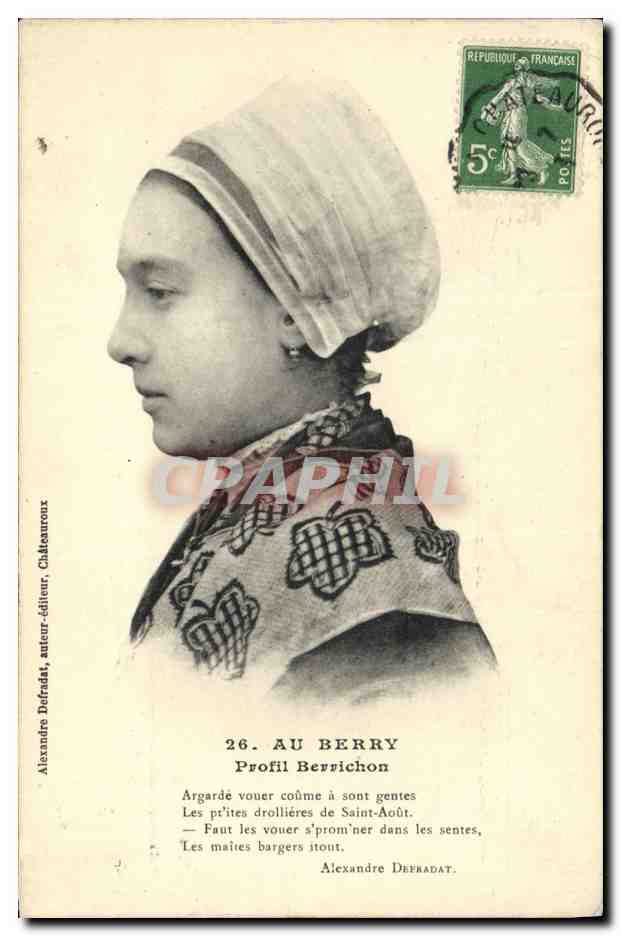 CPA Folklore Au Berry Profil Berrichon