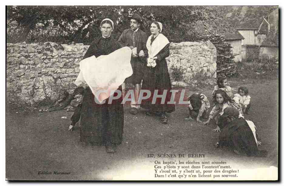 CPA Folklore Scenes du Berry Enfants