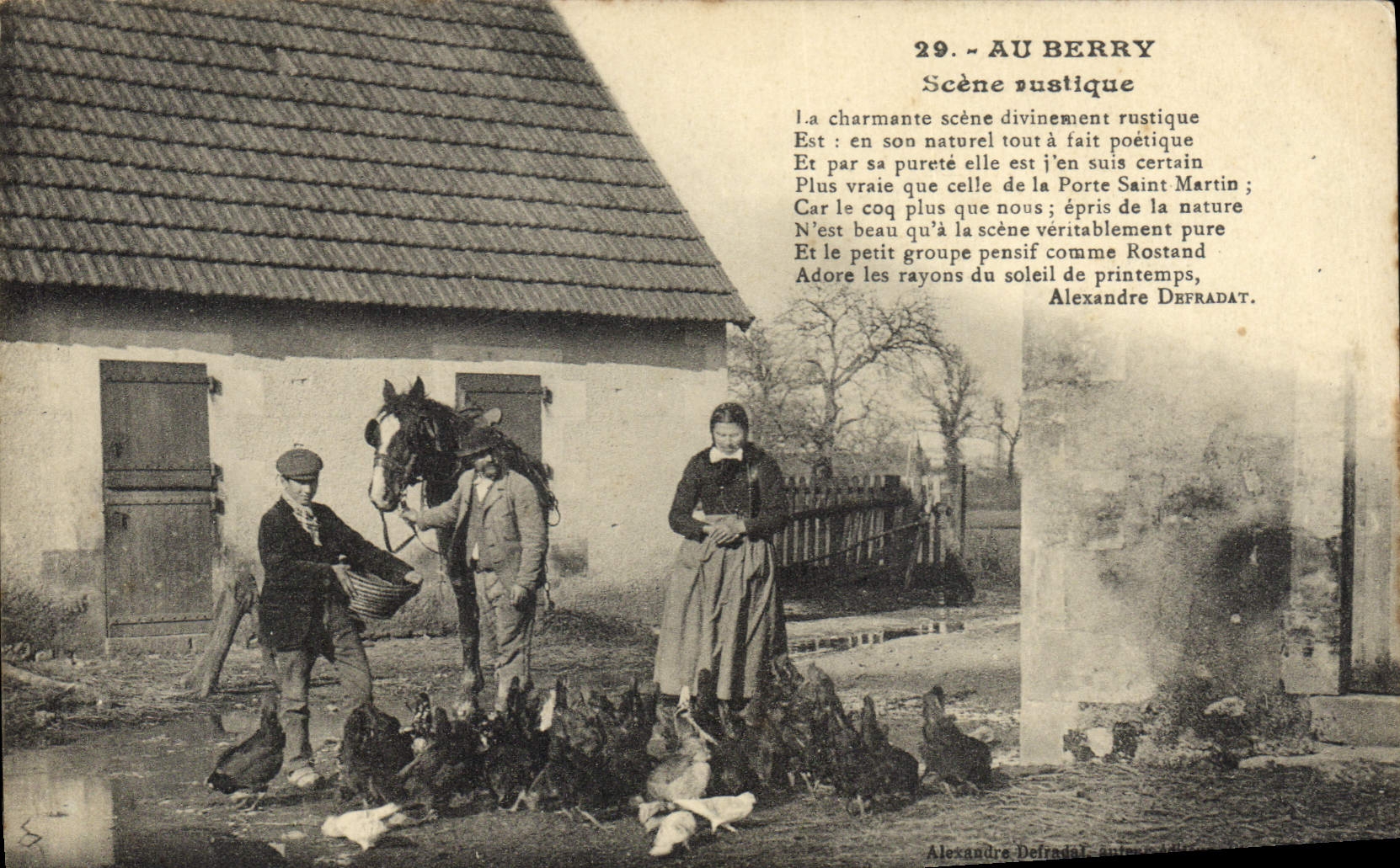 CPA Folklore Au Berry Scene rustique Poules