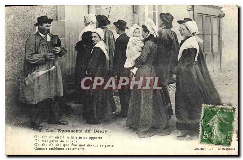 CPA Folklore Les Epouseux du Berry Mariage