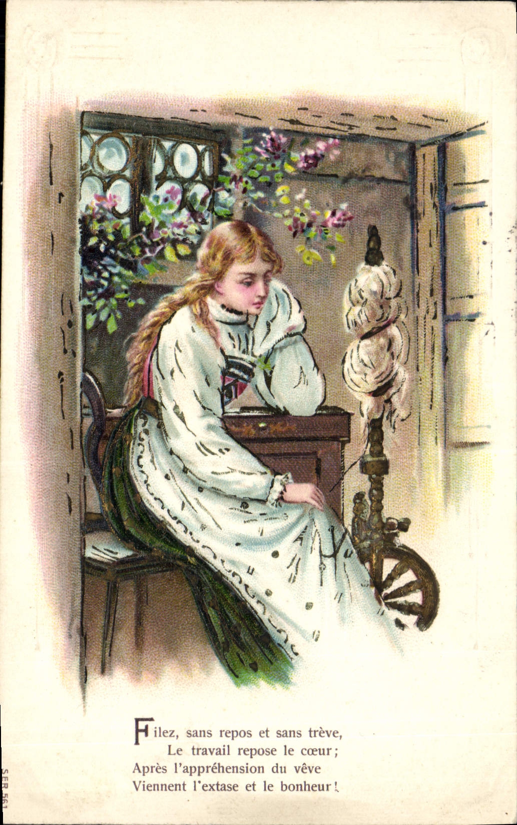 Fille à la machine à filer — vers 1900 — Séries 561 et 563