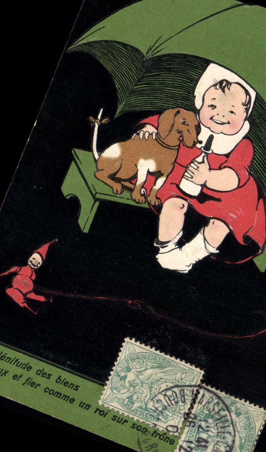 Niño y perro bajo un paraguas — edición de la serie 5189 — editor PIF