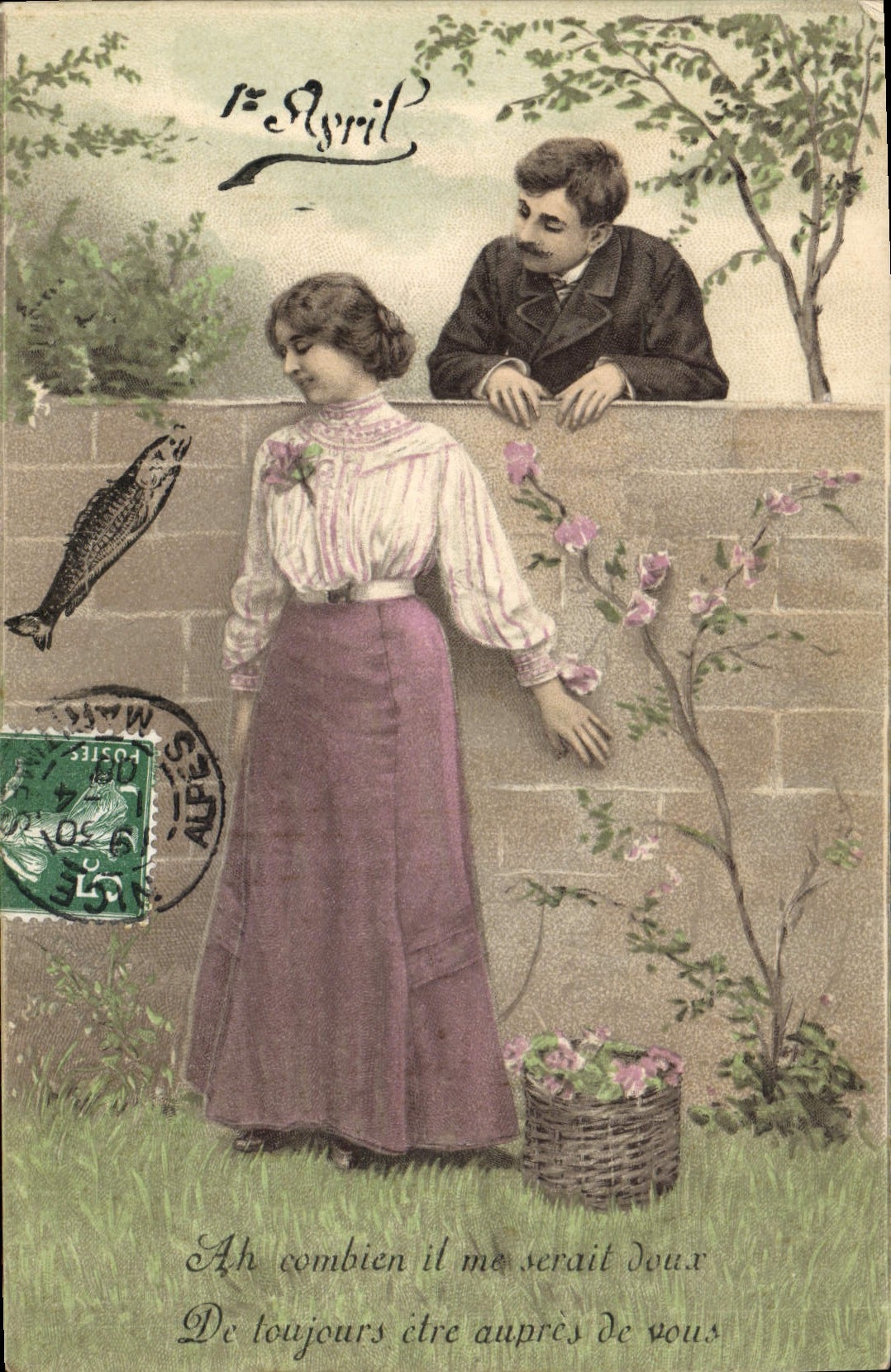 Jeune femme et jeune homme — 1er avril — éditeur non identifié, série 58