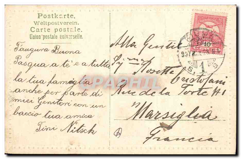 CPA Fantaisie Paques Oiseau  — Rückseite