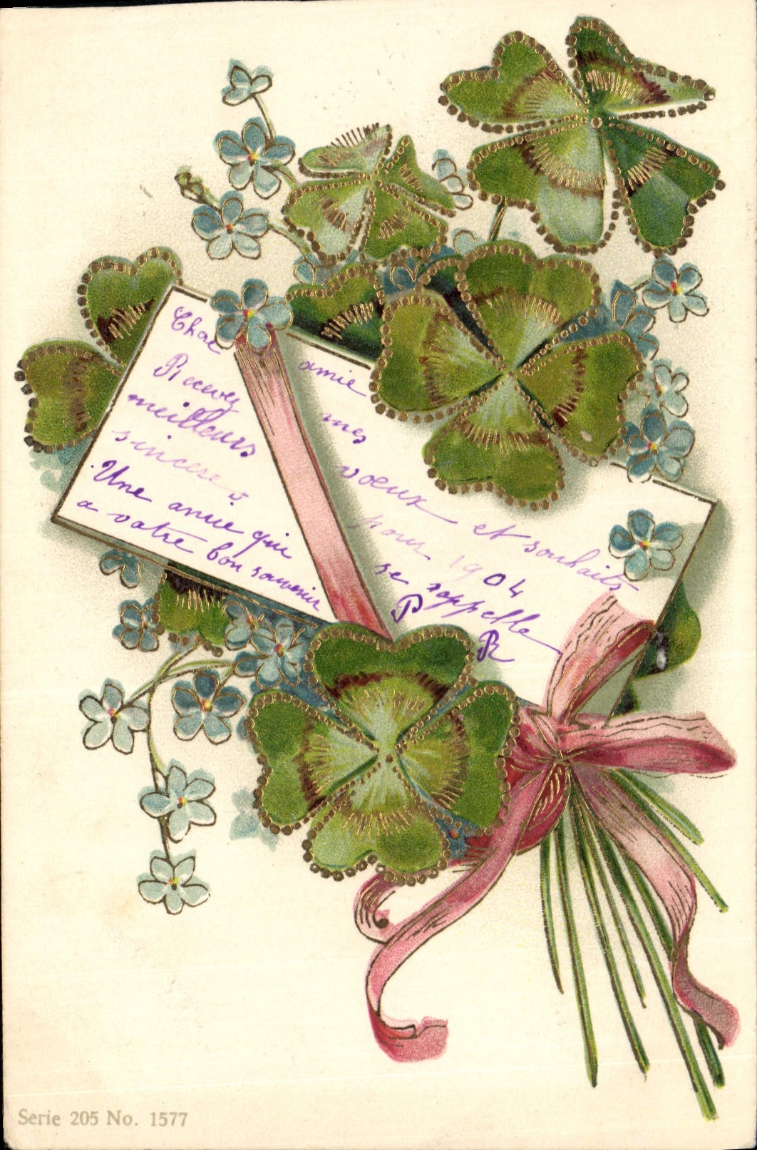 CPA Fantaisie Fleurs Trefles