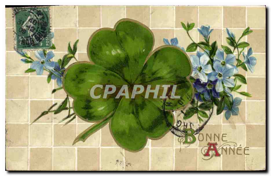 CPA Fantaisie Fleurs Trefles