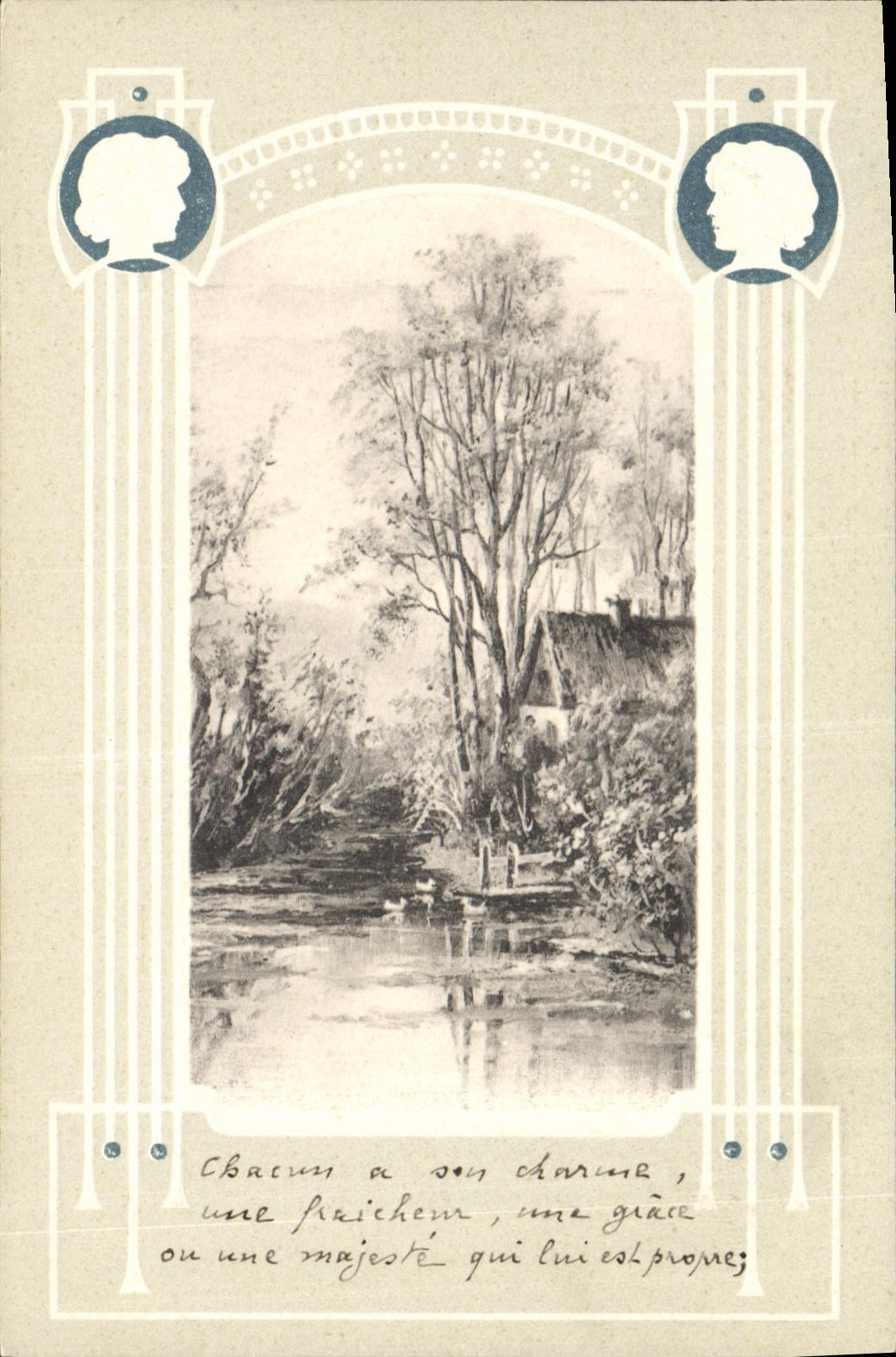 CPA Fantaisie Fleurs Femmes Paysage