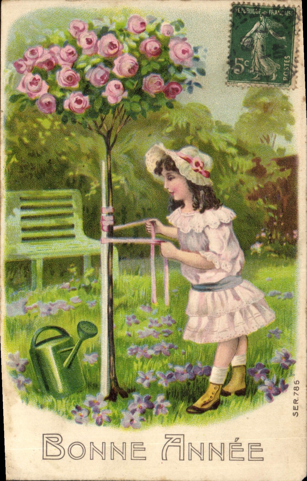 CPA Fantaisie Fleurs Enfant