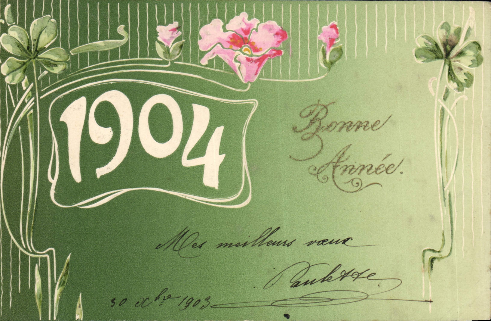 CPA Fantaisie Fleurs Annee 1904 Trefles
