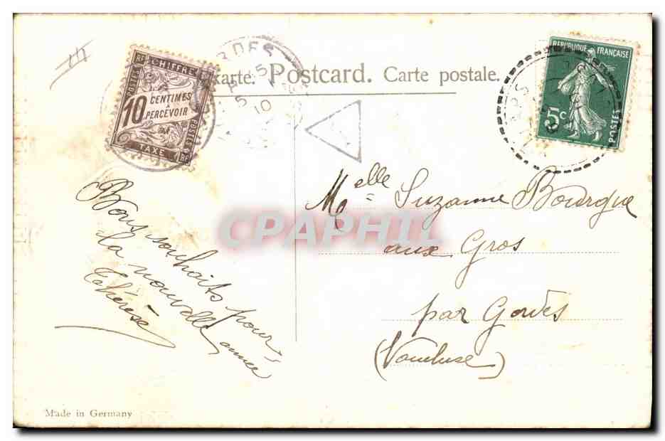 Fleur de trèfle — Année 1910 — Made in Germany — Verso