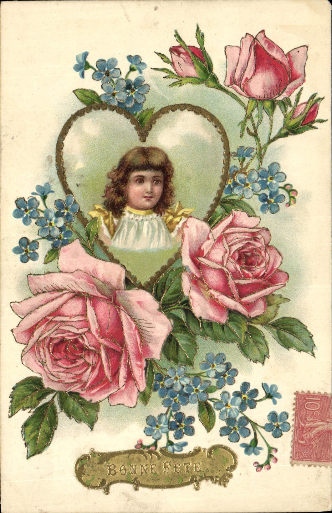 Bonne Fête — enfant dans un cœur — éditeur inconnu, n° de série non visible