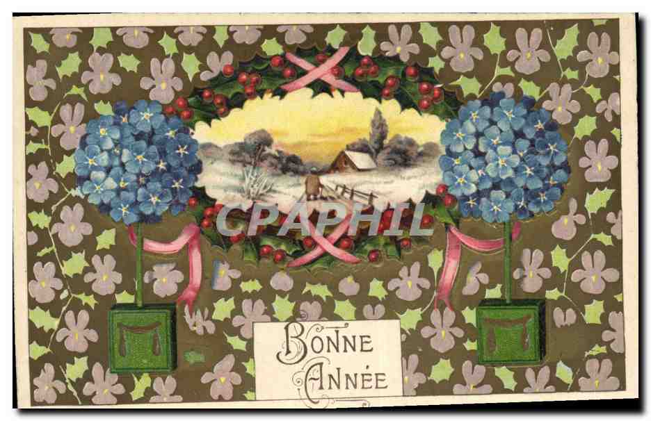 CPA Fantaisie Fleurs Bonne annee