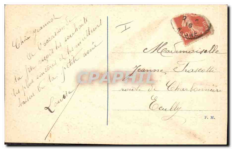 CPA Fantaisie Fleurs Hirondelle — Verso
