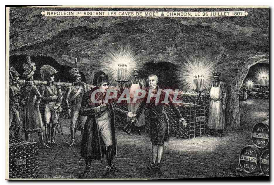 CPA Folklore Vin Vendange Champagne Moet & Chandon Napoleon 1er visitant les caves de Moet & Chandon 