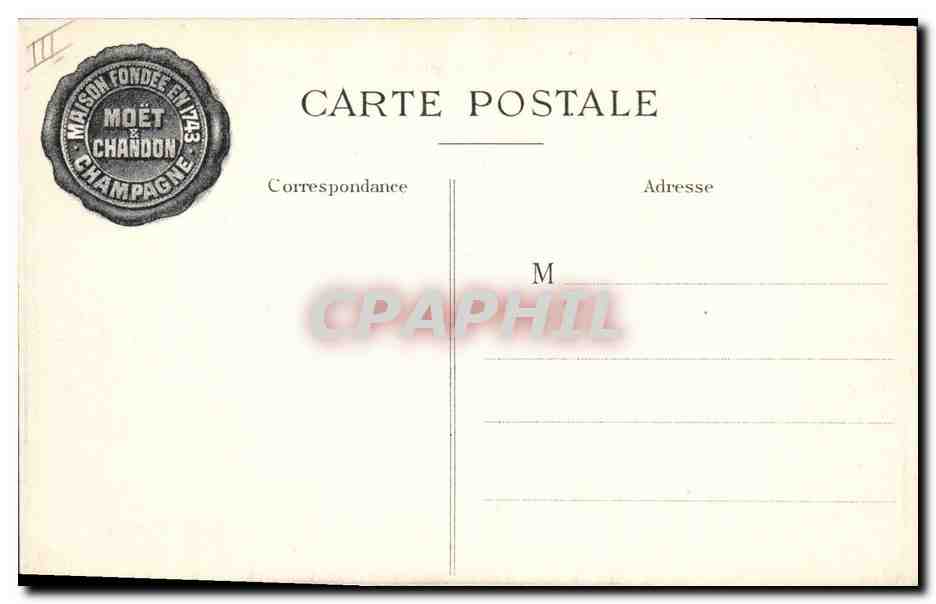 CPA Folklore Vin Vendange Champagne Moet & Chandon Napoleon 1er visitant les caves de Moet & Chandon  — Rückseite