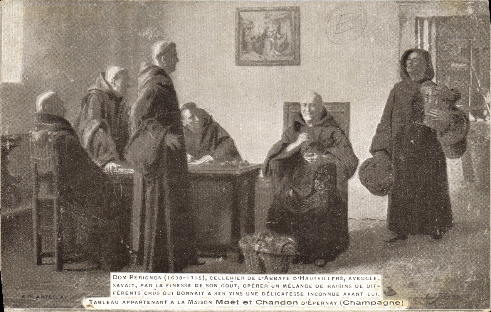 CPA Folklore Vin Vendange Champagne Dom Perignon Cellerier de l'abbaye d'Hautvillers Aveugle