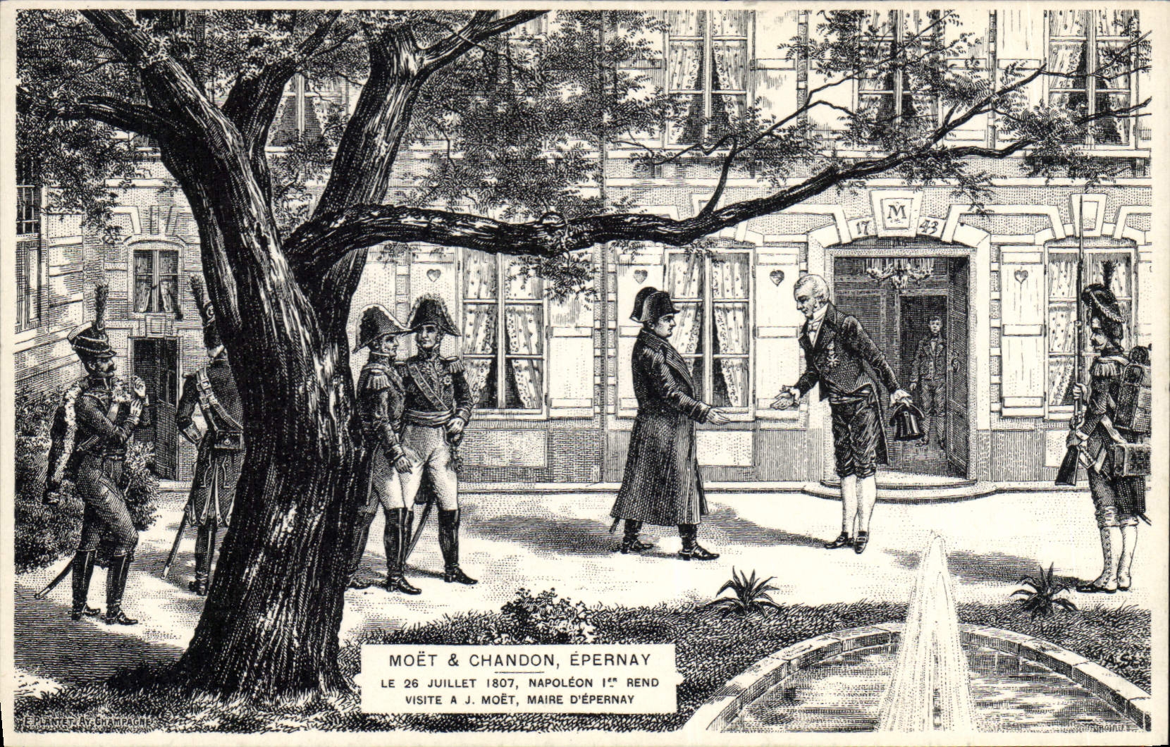 Moët & Chandon, Epernay — Besuch Napoleons I. beim Bürgermeister am 26. Juli 1807 — herausgegeben von Moët & Chandon