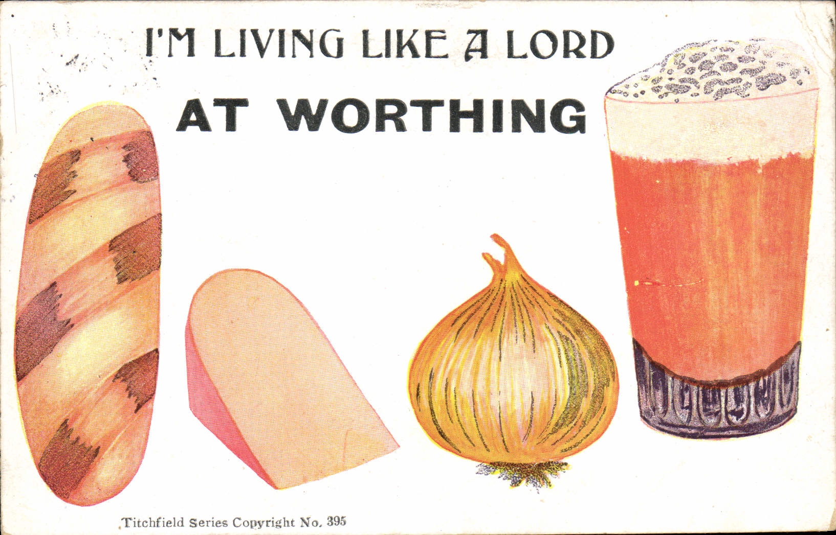 CPA Publicite I'm living like a lord at Worthing