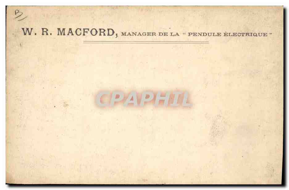Publicité pour la pendule électrique de l'ingénieur Macford — dessin de V. Bianco — Reverso