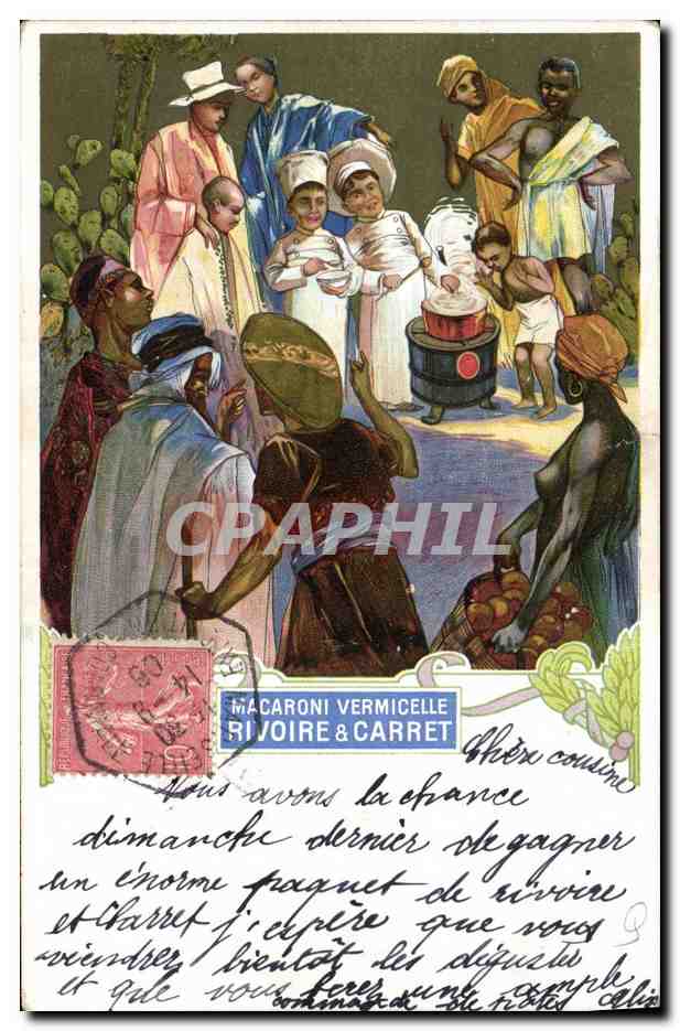 CPA Publicite Macaroni Vermicelle Rivoire & Carret Pates Panzani Enfants Afrique TOP
