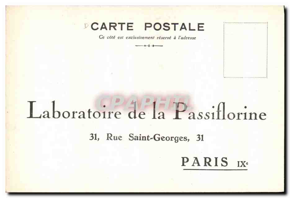CPA Publicite Laboratoire de la Passiflorine Rue Saitn Georges Paris 9eme