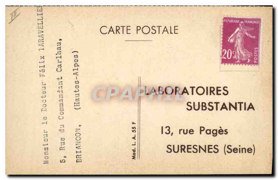 CPA Publicite Professeur Potain 1825 1901 Laboratoires Substantia Rue Pages Suresnes — Rückseite