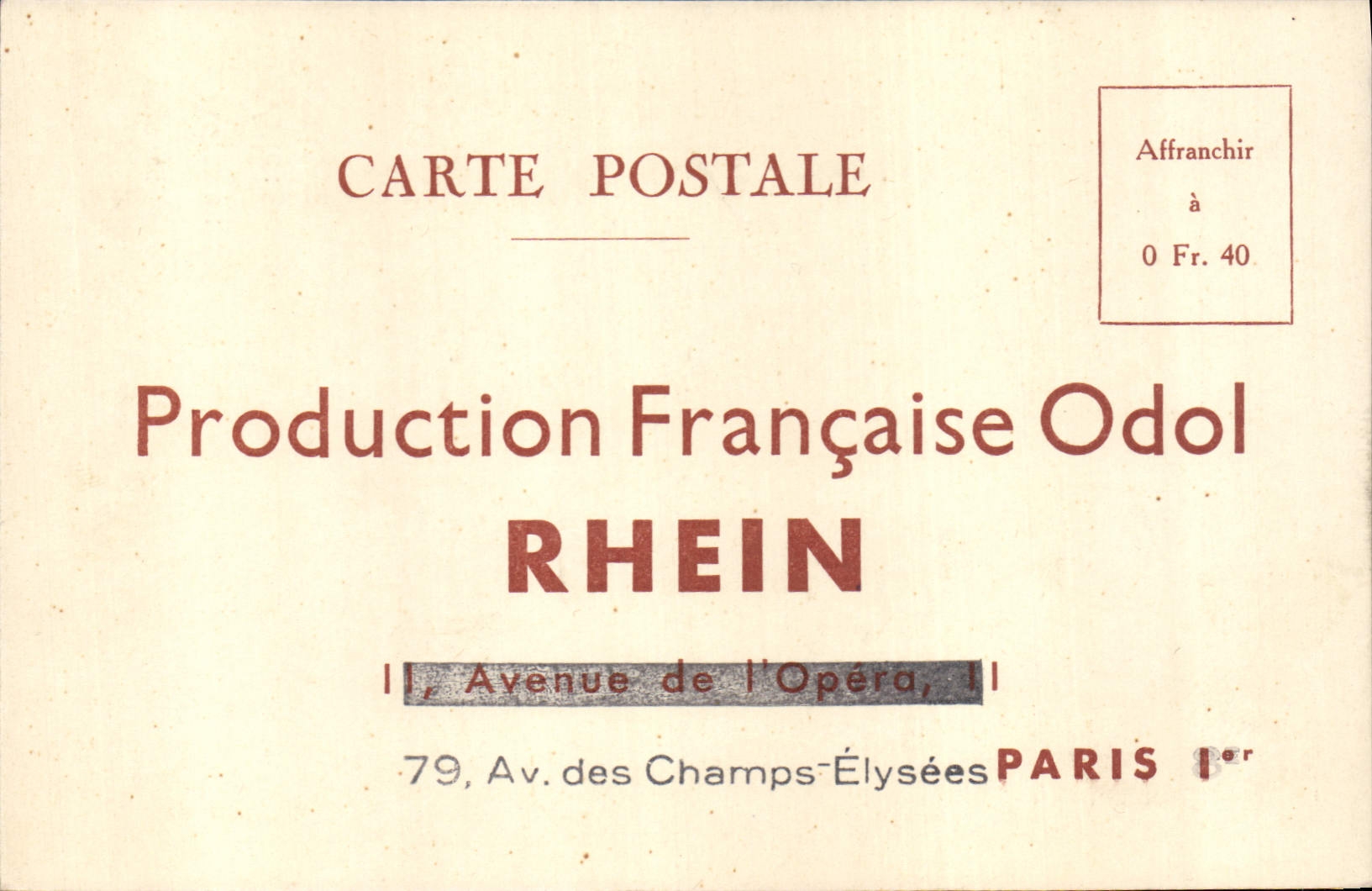 CPA Publicite Production Francaise Odol Rhein Avenue de l'Opera Avenue des Champs Elysees Paris 1er
