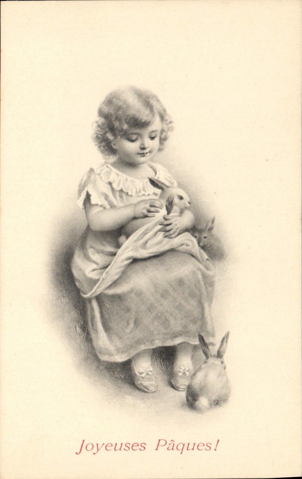 CPA Fantaisie Illustrateur Enfant Lapin Lapins Paques