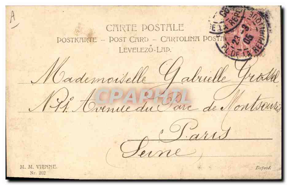 Fille tenant du gui — Bonne Fête (à demain) — M. M. Vienne, N° 202 — Rückseite