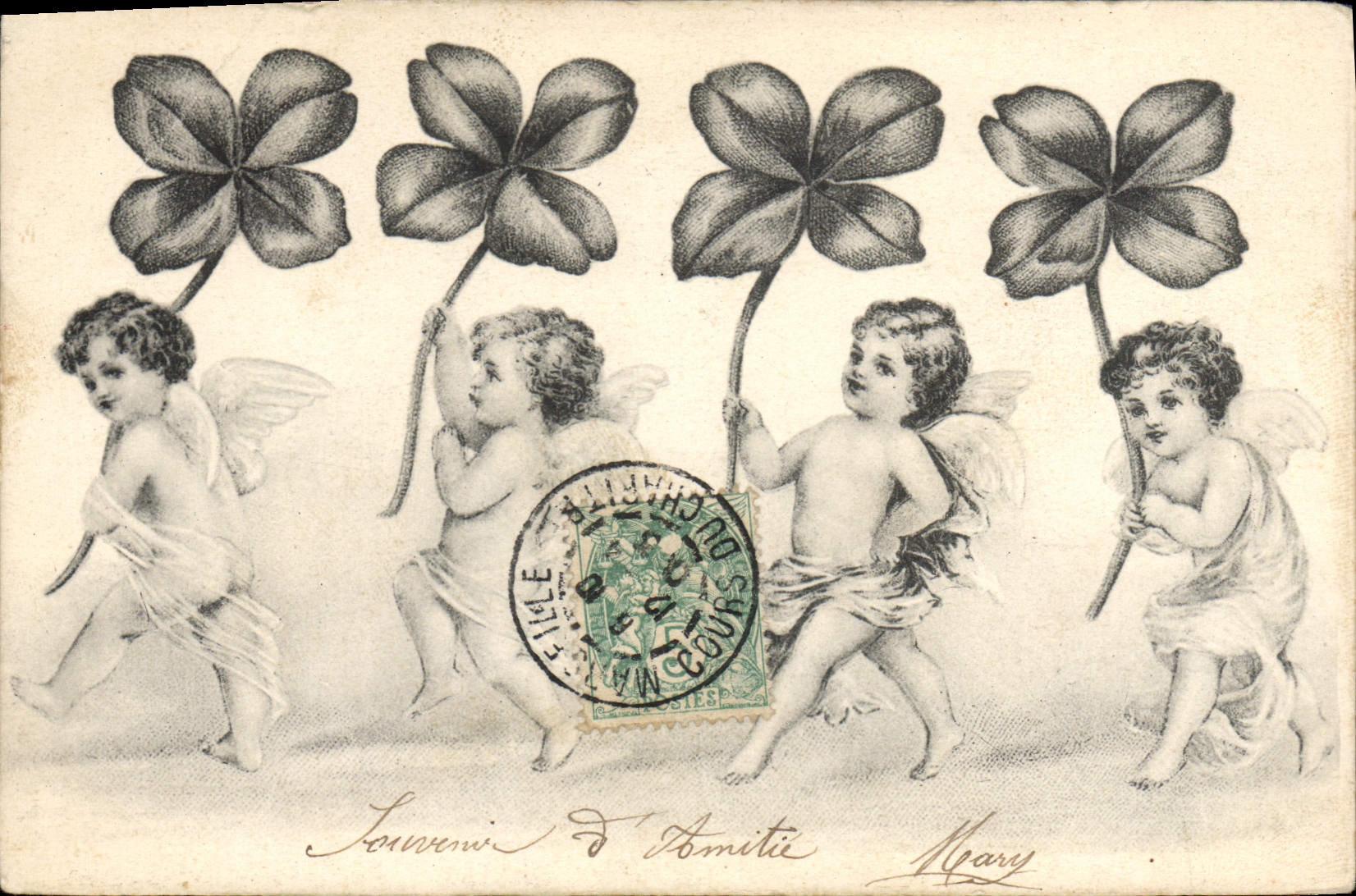 CPA Fantaisie Illustrateur Enfants Trefles