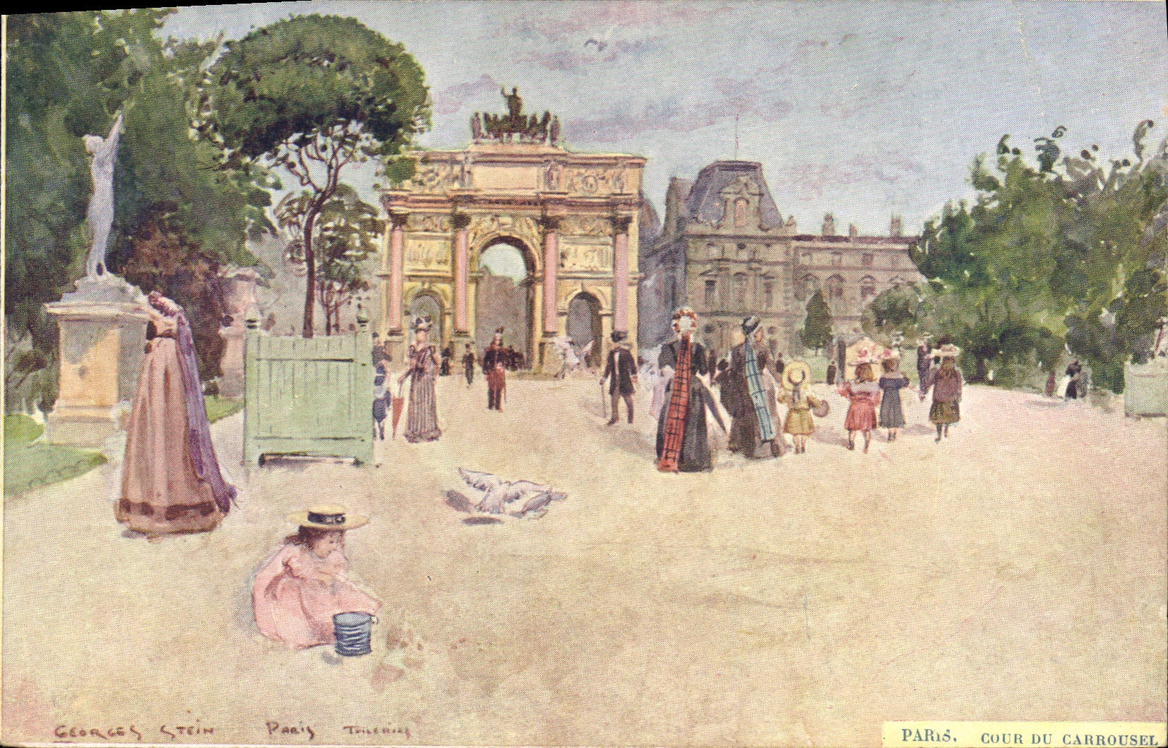 CPA Fantaisie Illustrateur Stein Paris Louvre Cour du Carrousel