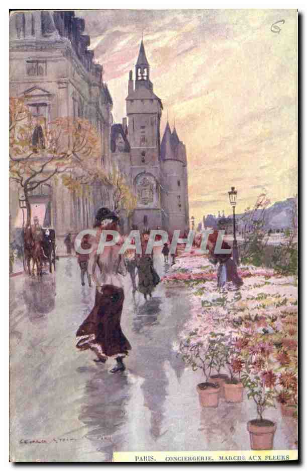 CPA Fantaisie Illustrateur Stein Paris Conciergerie Marche aux fleurs