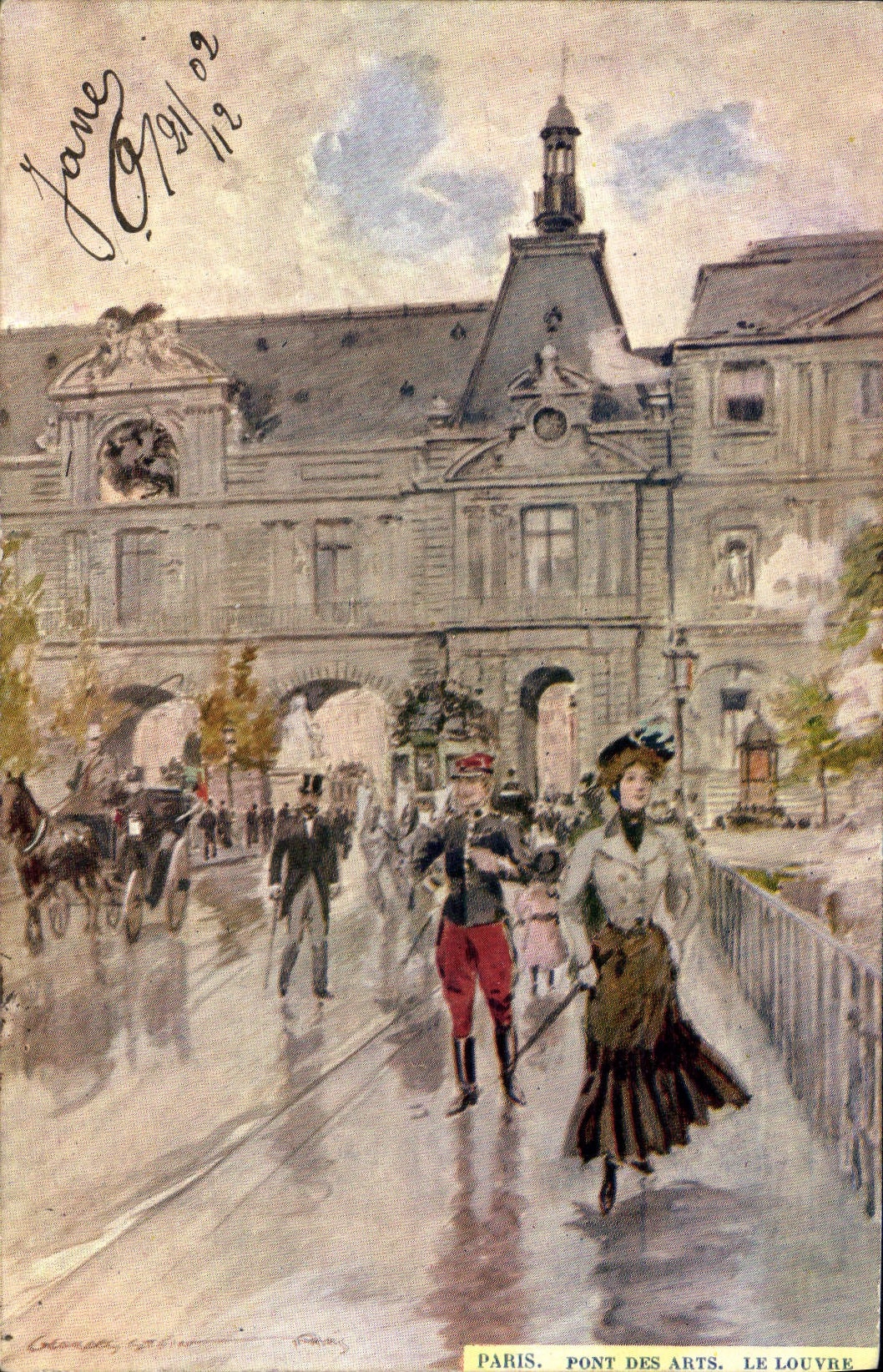 CPA Fantaisie Illustrateur Stein Paris Pont des Arts Le Louvre