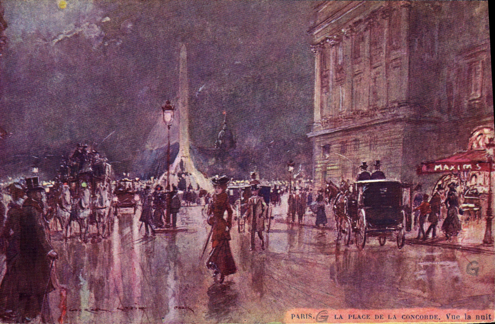 Paris — La Place de la Concorde, Vue la nuit — Maxims