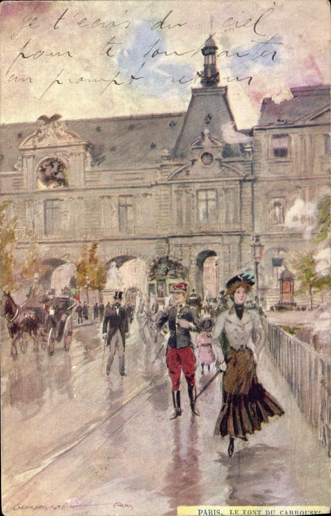 CPA Fantaisie Illustrateur Stein Paris Le pont du Carrousel Militaria