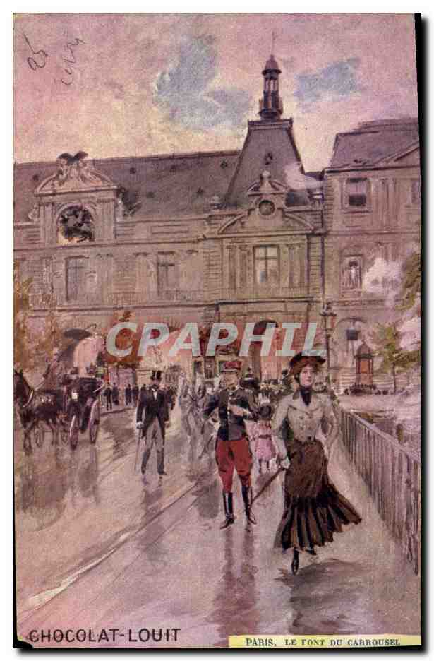 CPA Fantaisie Illustrateur Stein Paris Le Pont du Carrousel Chocolat Louit