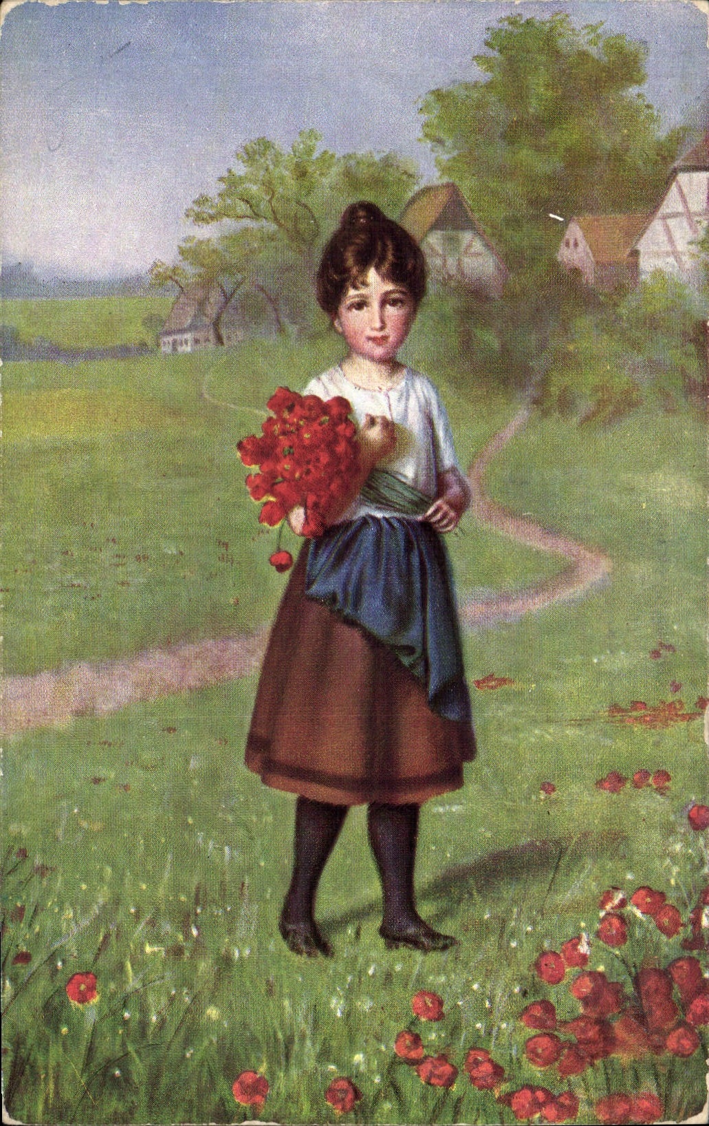 CPA Fantaisie Fleurs Enfant