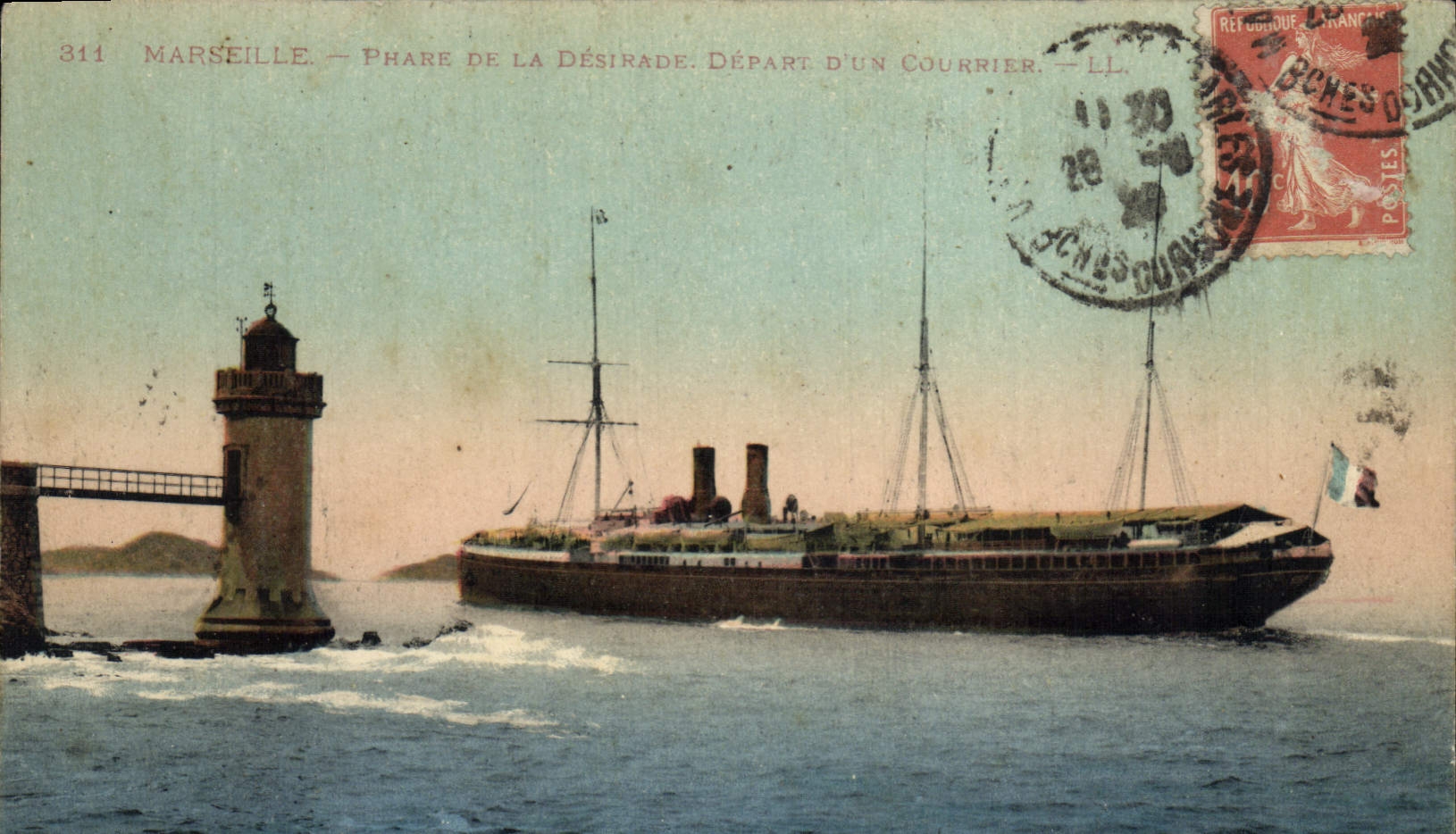 Marseille — Phare de la Désirade — Départ d'un courrier — LL — n°311