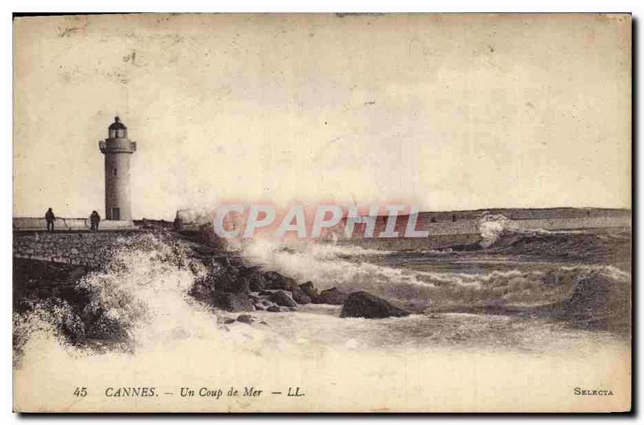 CPA Cannes Un coup de mer Phare 