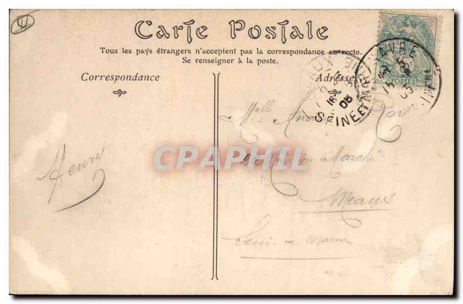 CPA Phare Le Havre La jetee un jour de tempete — Rückseite