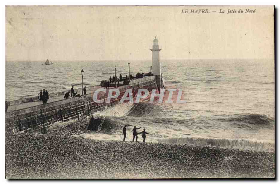 CPA Le Havre La jetee du Nord Phare 
