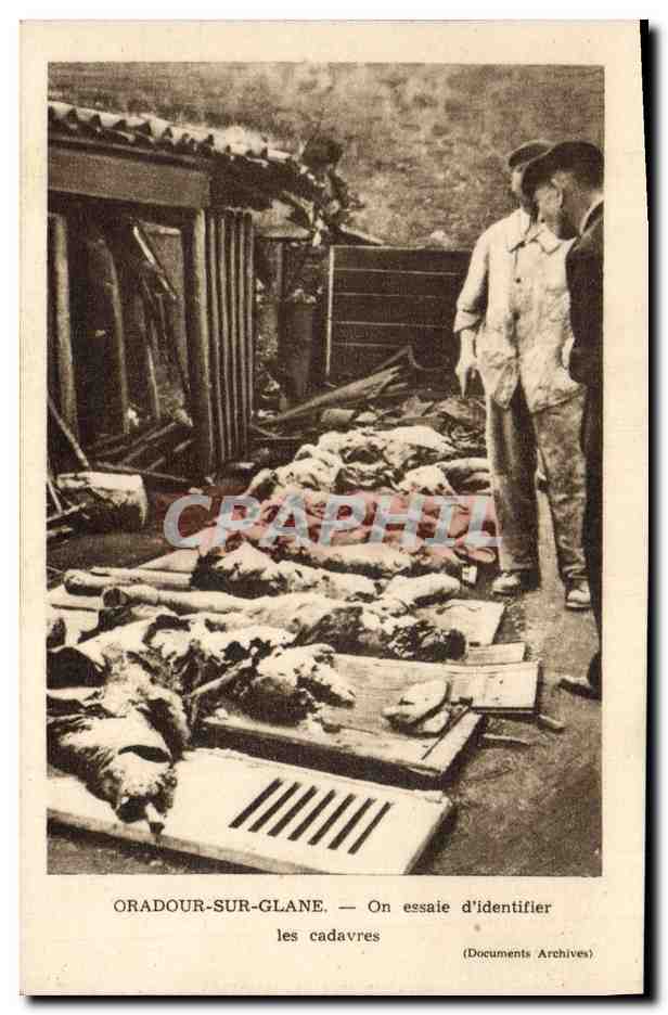 Oradour-sur-Glane — Se intenta identificar los cadáveres — Documentos Archives
