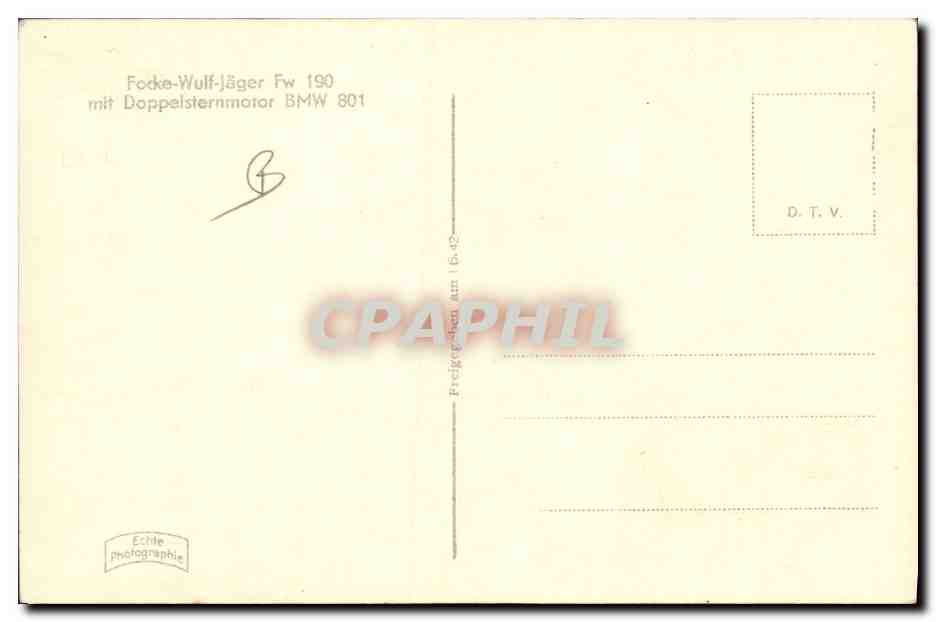 Focke-Wulf Jäger Fw 190 — avec moteur BMW 801 — édition D.T.V. — Verso