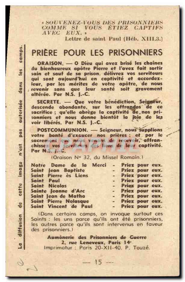 Image Militaria Camp de Kaiserrsteinbruch Predication de l'evangile — Rückseite
